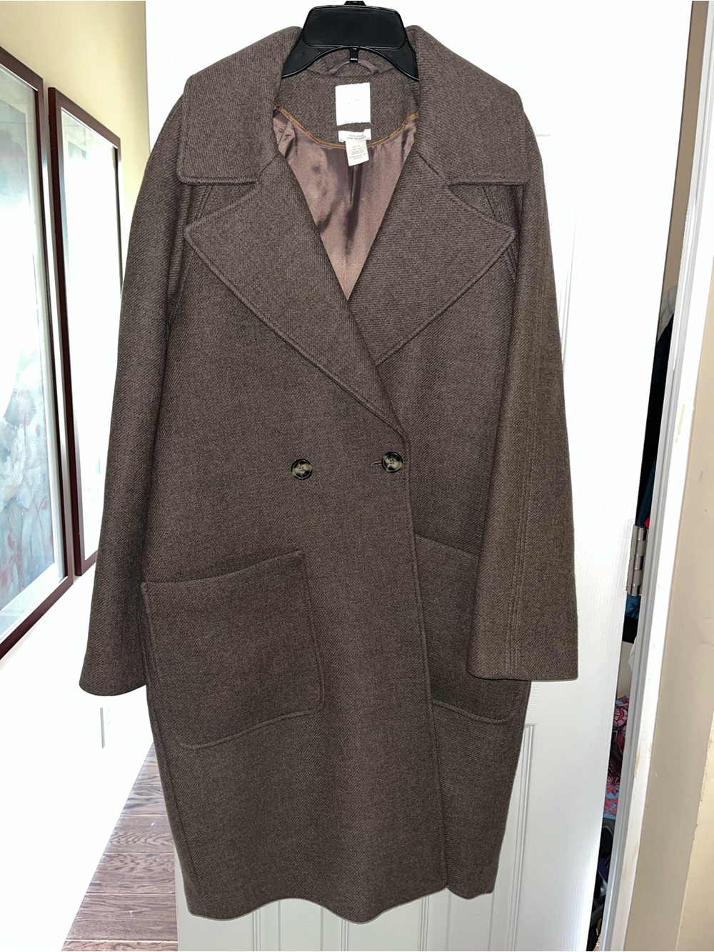 H&M Brown Double-Breasted Pea Coat
